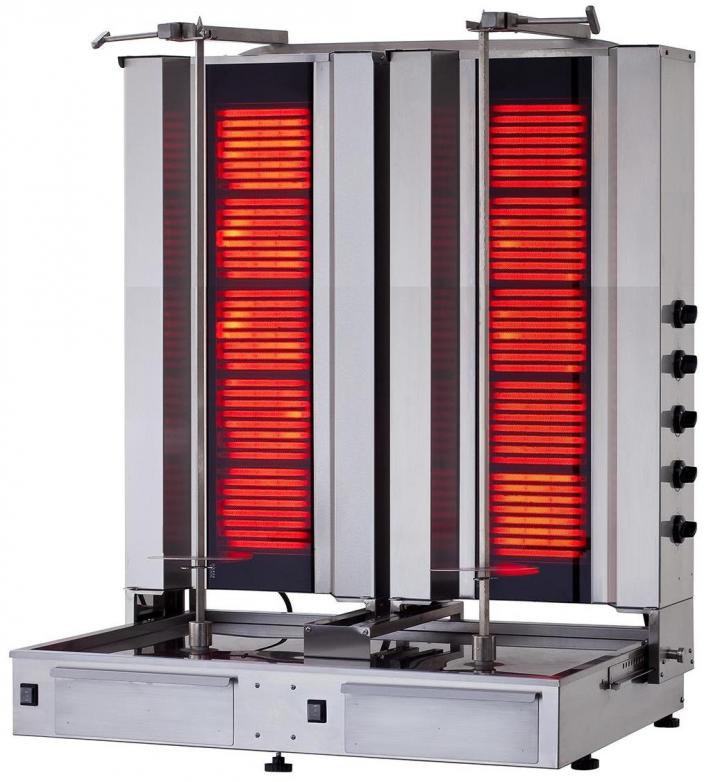 KLG 172-T DONER GRILL ELECTRIC, BOTTOM MOTOR, WITH GLASS,TWIN MODEL 5+5 Burners KLG 172-T DONER GRILL ELECTRIC, BOTTOM MOTOR, WITH GLASS,TWIN MODEL 5+5 Burners