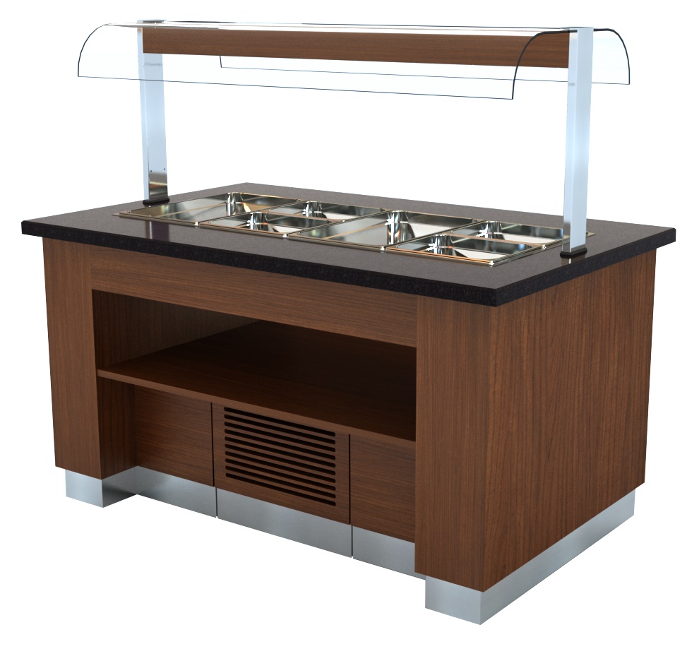 Gekoeld Buffet Wenge 1600 4x 1/1gn Statisch Gekoeld Gekoeld Buffet Wenge 1600 4x 1/1gn Statisch Gekoeld
