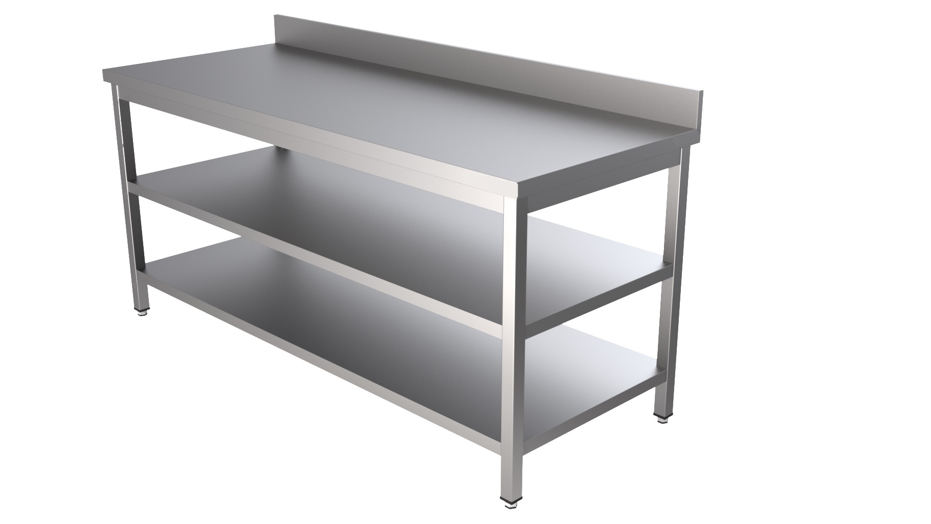 RVS Tafel 2 Schappen met Rand 500 x 700-Line RVS Tafel 2 Schappen met Rand 500 x 700-Line