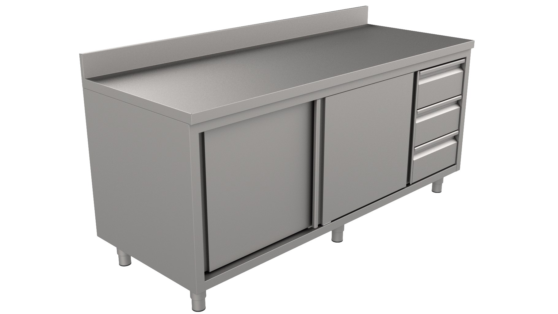 RVS Werktafel Rand met Schuifdeuren en Laden Rechts 1400 x 700-Line RVS Werktafel Rand met Schuifdeuren en Laden Rechts 1400 x 700-Line