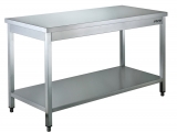Saro Roestvrijstalen Tafel, Gedemonteerd, Met Legbord - 700 mm Diepte, 1400 mm
