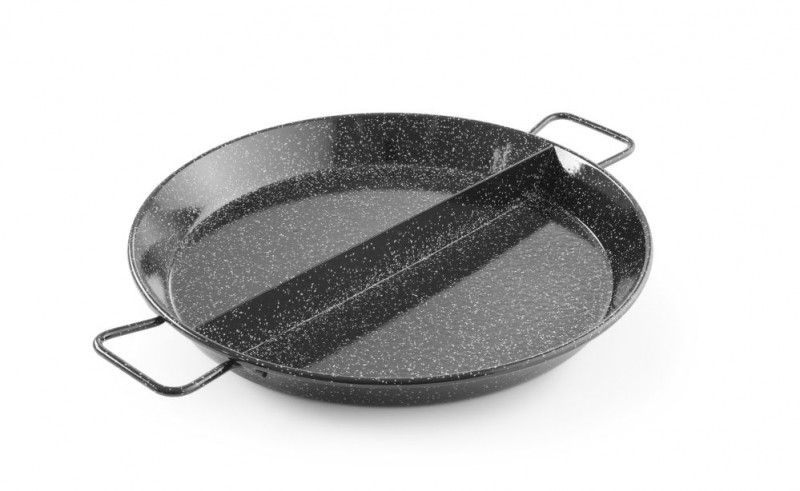 Geëmailleerde paëllapannen met compartimenten, HENDI, 3 vakken, ø430x(H)47mm Geëmailleerde paëllapannen met compartimenten, HENDI, 3 vakken, ø430x(H)47mm