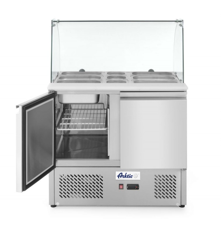 Saladette met 2 deuren en glazen vitrine 300L, Arktic, 230V/310W, 912x702x(H)1330mm Saladette met 2 deuren en glazen vitrine 300L, Arktic, 230V/310W, 912x702x(H)1330mm