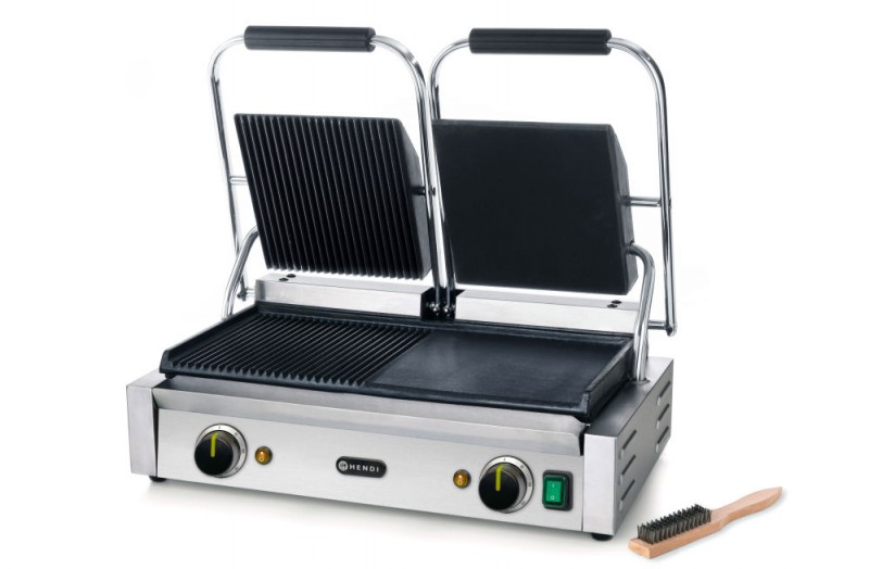 Contactgrill - dubbele versie, HENDI, half glad, half geribd, 230V/3600W, 575x430x(H)510mm Contactgrill - dubbele versie, HENDI, half glad, half geribd, 230V/3600W, 575x430x(H)510mm