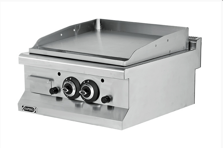 Bak/grillplaat gas 600 1/2 glad - 1/2 gegroefd Bak/grillplaat gas 600 1/2 glad - 1/2 gegroefd