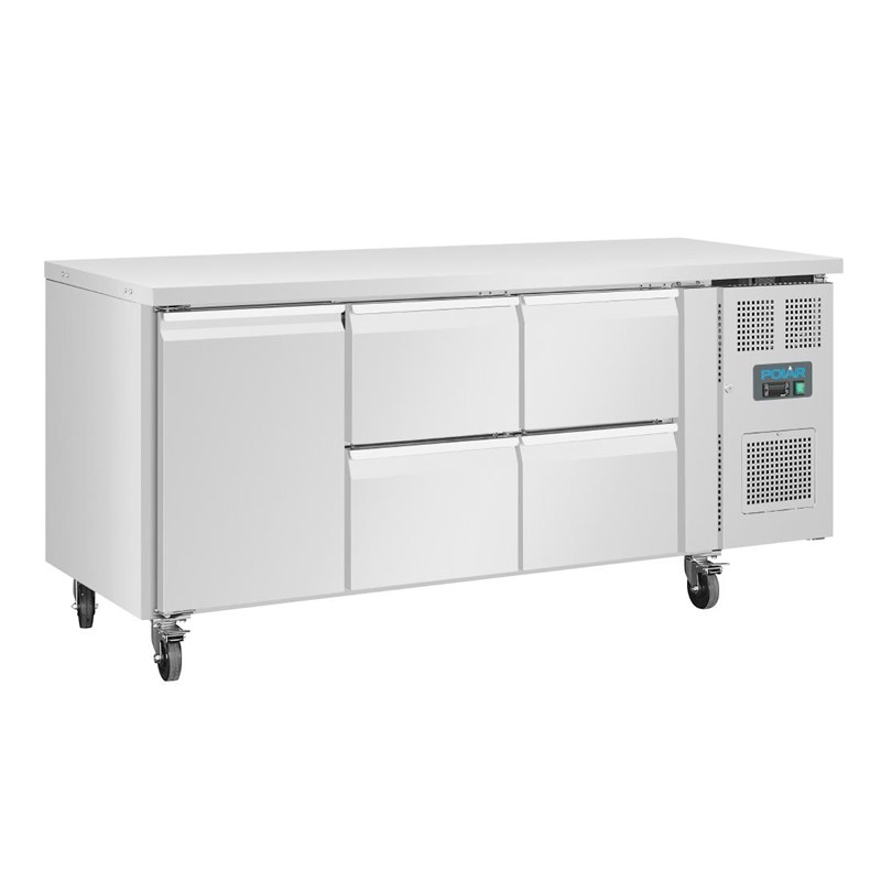 Polar U-serie koelwerkbank 1 deur 4 lades 358L Polar U-serie koelwerkbank 1 deur 4 lades 358L