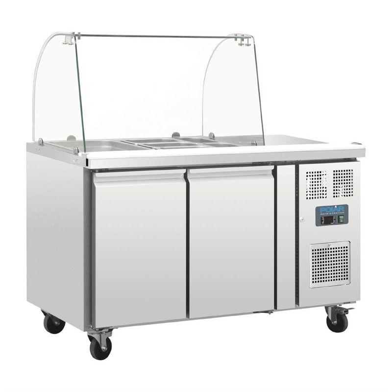 Polar U-serie GN gekoelde saladette met glazen opzetvitrine 2-deurs Polar U-serie GN gekoelde saladette met glazen opzetvitrine 2-deurs