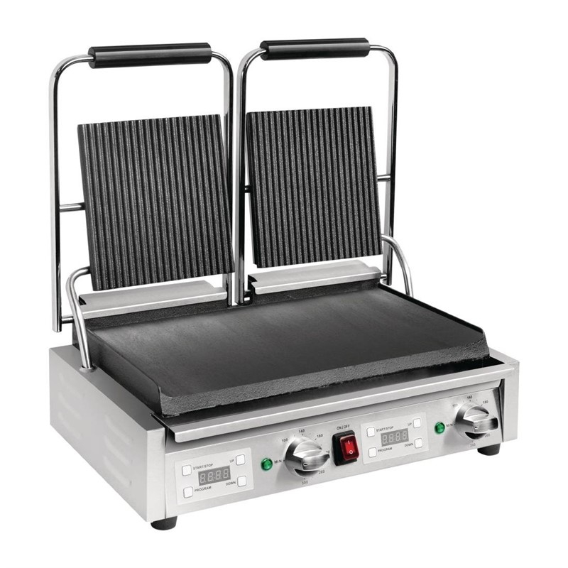 Buffalo dubbele contactgrill groef/glad Buffalo dubbele contactgrill groef/glad
