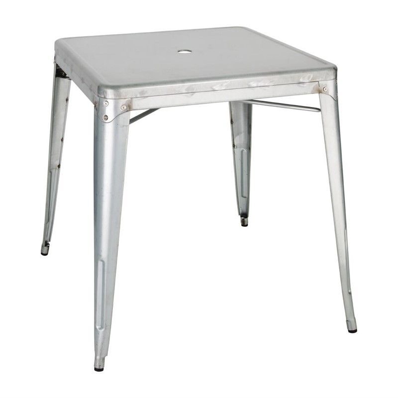Bolero Bistro gegalvaniseerd stalen tafel vierkant 668mm Bolero Bistro gegalvaniseerd stalen tafel vierkant 668mm