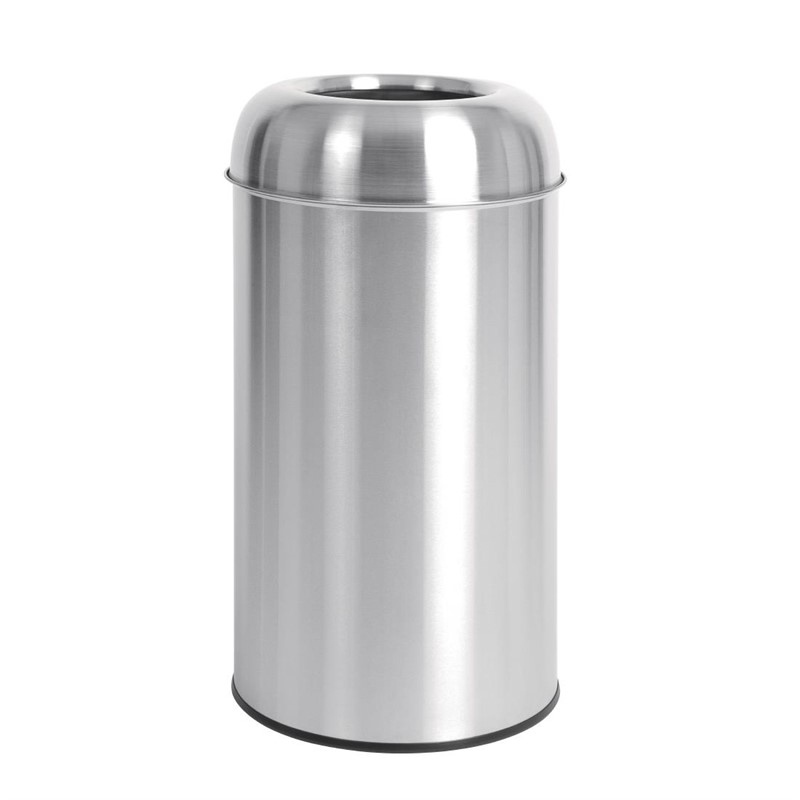 Bolero RVS bullet afvalbak open-top zilver 40L Bolero RVS bullet afvalbak open-top zilver 40L