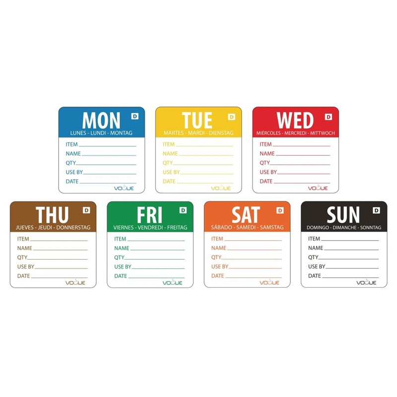 Vogue oplosbare kleurcode voedseletiketten weekset (1750 stuks) Vogue oplosbare kleurcode voedseletiketten weekset (1750 stuks)