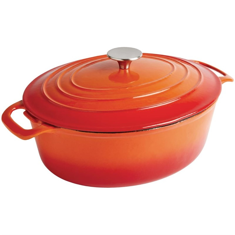 Vogue ovale inductie braadpan oranje 5L Vogue ovale inductie braadpan oranje 5L