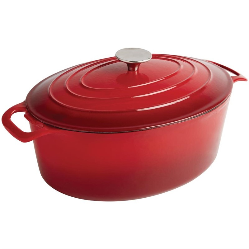 Vogue ovale inductie braadpan rood 5L Vogue ovale inductie braadpan rood 5L