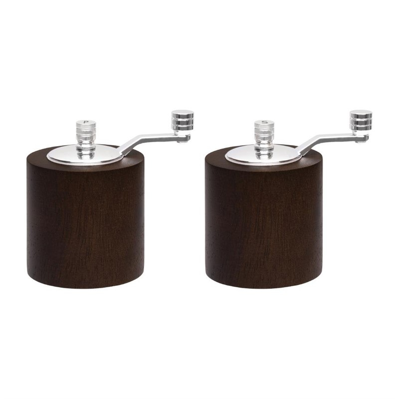 Olympia peper- en zoutmolen set donker hout 8,5cm Olympia peper- en zoutmolen set donker hout 8,5cm