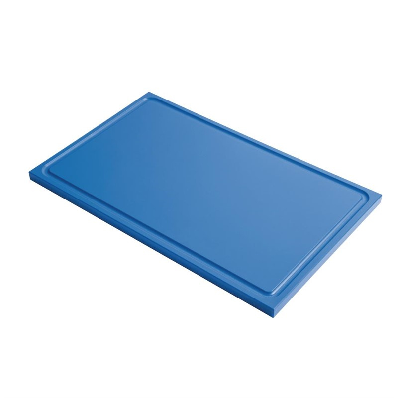 Gastro M GN1/2 HDPE snijplank met sapgeul blauw Gastro M GN1/2 HDPE snijplank met sapgeul blauw