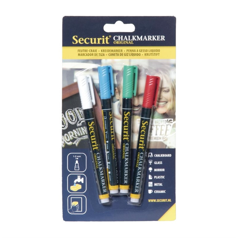 Securit wisbare krijtstiften 2mm assorti (4 stuks) Securit wisbare krijtstiften 2mm assorti (4 stuks)