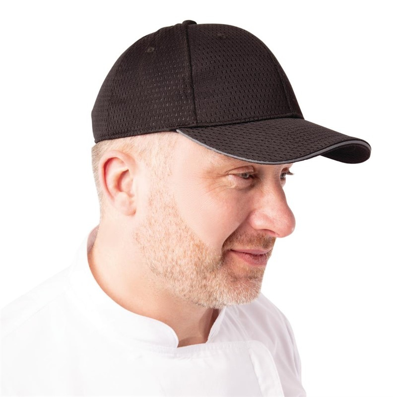 Chef Works Cool Vent baseball cap zwart en grijs Chef Works Cool Vent baseball cap zwart en grijs