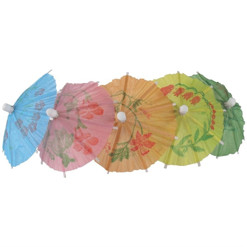 Papieren parasol cocktailprikkers assorti (144 stuks) Papieren parasol cocktailprikkers assorti (144 stuks)