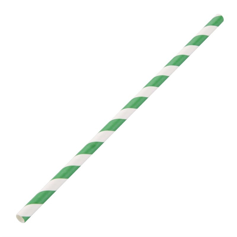 Fiesta Compostable composteerbare papieren rietjes groen-wit gestreept (250 stuks) Fiesta Compostable composteerbare papieren rietjes groen-wit gestreept (250 stuks)