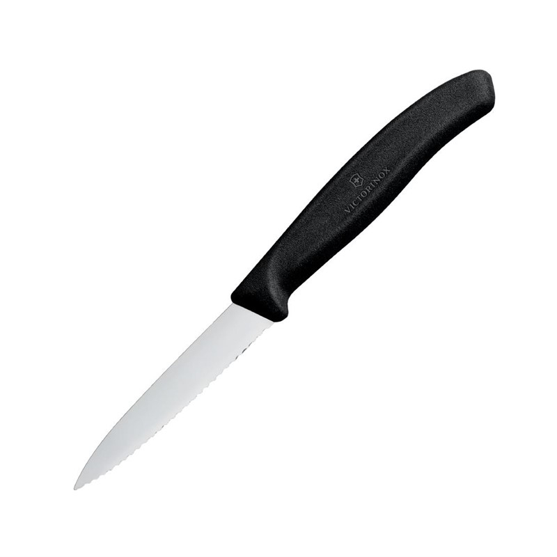 Victorinox gekarteld schilmesje 8cm zwart Victorinox gekarteld schilmesje 8cm zwart