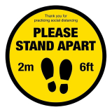 Social Distancing Vloersticker 'please Stand Apart' 40cm