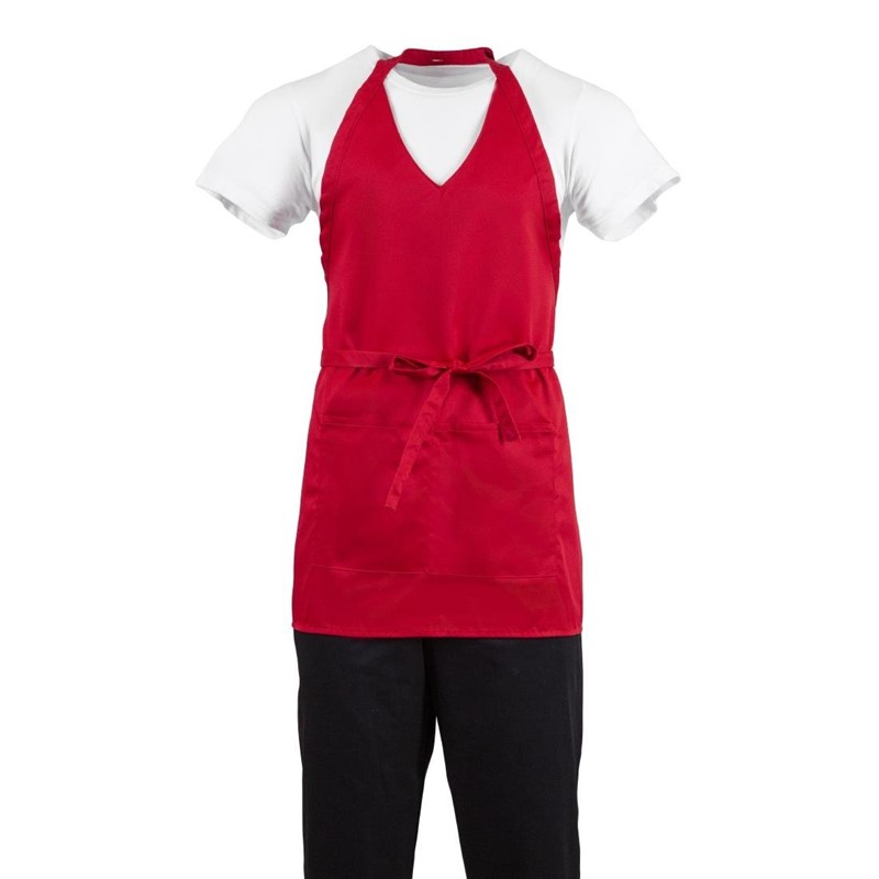 Whites halterschort met V-hals rood Whites halterschort met V-hals rood