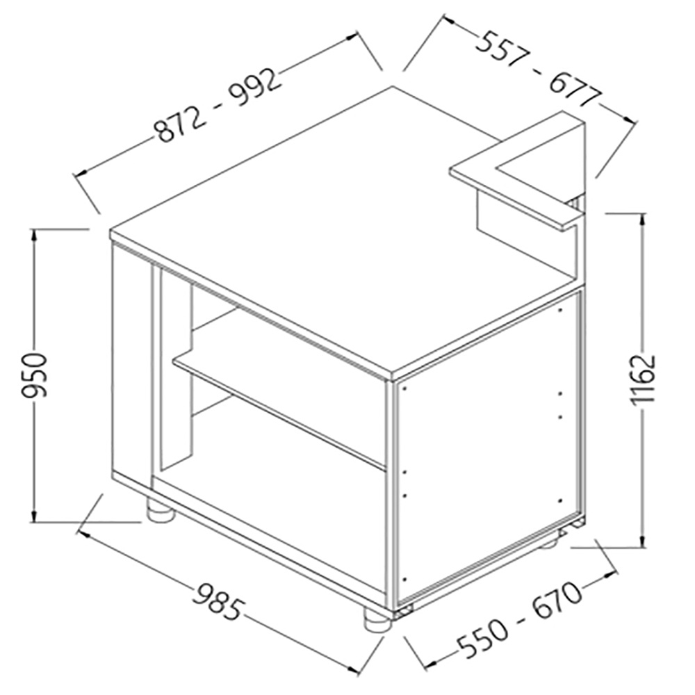 Neutrale bar-toonbanken met voorziening voor een dienst tablet 90° (open) Neutrale bar-toonbanken met voorziening voor een dienst tablet 90° (open)