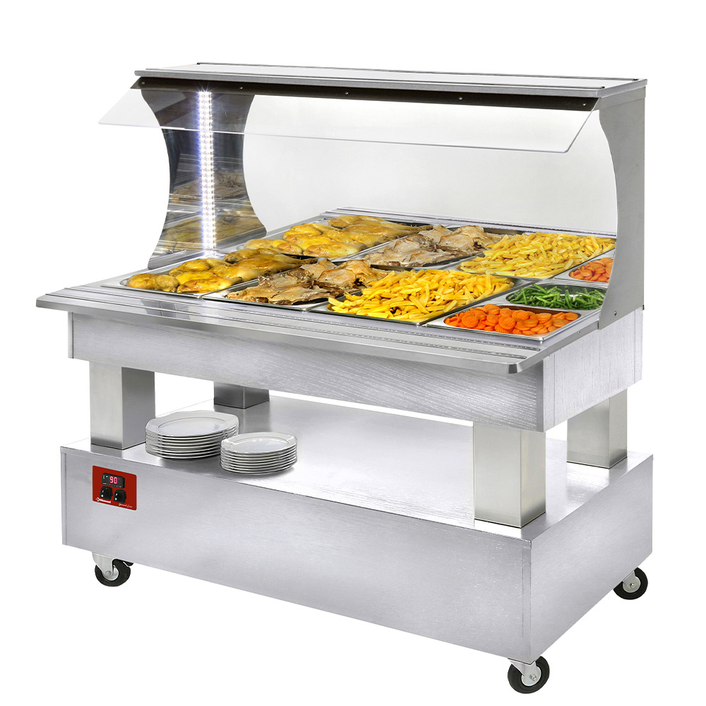 Warm wand-buffet, bain-marie, 4x GN 1/1-150 (wit hout) Warm wand-buffet, bain-marie, 4x GN 1/1-150 (wit hout)