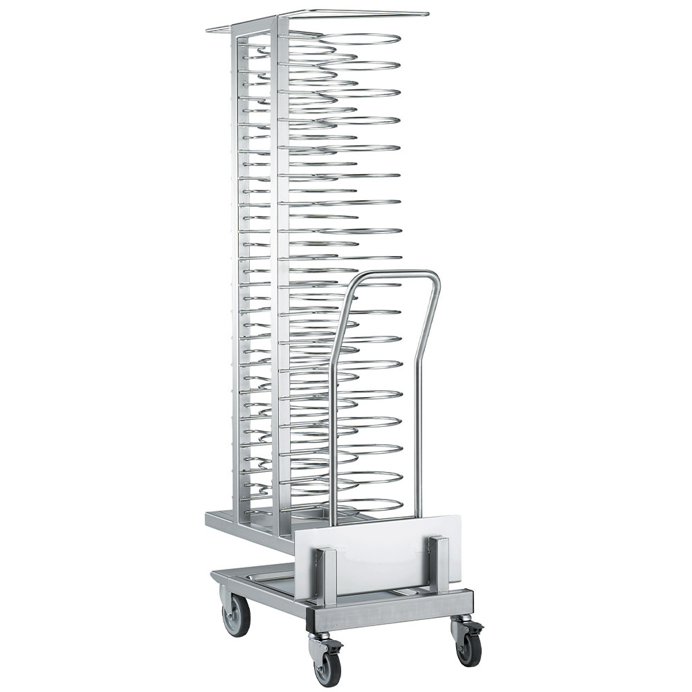 Wagen en uittrekbare lader, voor 45 borden (ø 300 mm) voor oven 20x GN 1/1 (ruimte 85 mm) Wagen en uittrekbare lader, voor 45 borden (ø 300 mm) voor oven 20x GN 1/1 (ruimte 85 mm)