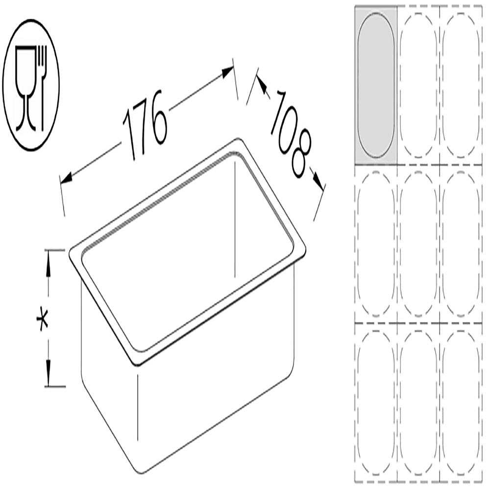 Gastronorm bak 1/9 h100 mm Gastronorm bak 1/9 h100 mm