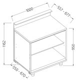 Neutrale bar-toonbanken met voorziening voor een dienst tablet Neutrale bar-toonbanken met voorziening voor een dienst tablet