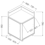 Neutrale Bar-toonbanken Met Voorziening Voor Een Dienst Tablet 90° (gesloten)