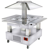 Eiland Bain-marie, Warm Buffet  4x GN 1/1-150 (wit Hout)