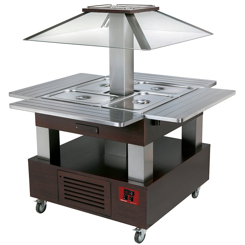 Eiland bain-marie warm buffet 4x GN 1/1-150 (Wengé hout) Eiland bain-marie warm buffet 4x GN 1/1-150 (Wengé hout)