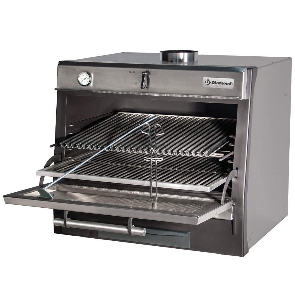 Houtskooloven-BBQ, GN 1/1 + GN2/4 (75 Kg/h)/Roestvrij staal Houtskooloven-BBQ, GN 1/1 + GN2/4 (75 Kg/h)/Roestvrij staal