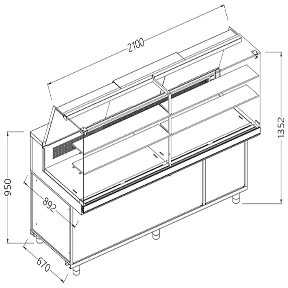 Gekoelde & verwarmde vitrine toonbank EN & GN, hoog glas, statisch, zonder reserve Gekoelde & verwarmde vitrine toonbank EN & GN, hoog glas, statisch, zonder reserve