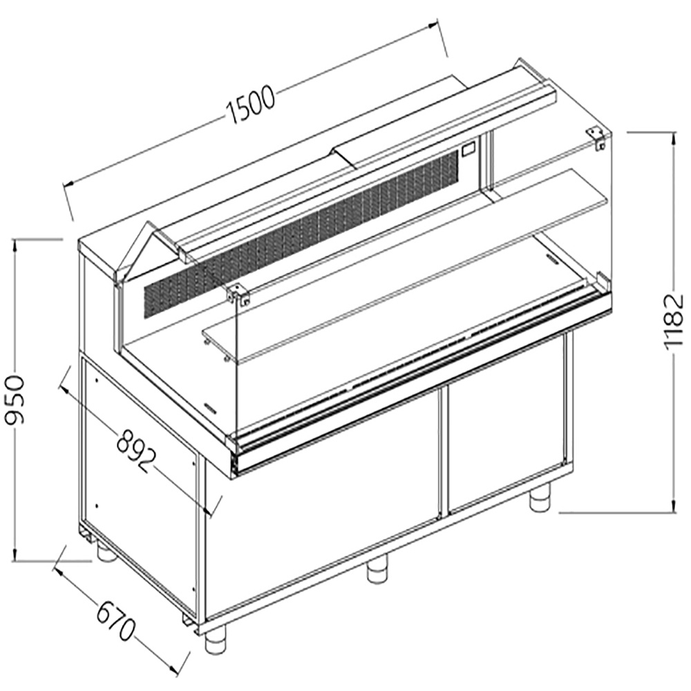 Gekoelde & verwarmde vitrine toonbank EN & GN, laag glas, statisch, zonder reserve Gekoelde & verwarmde vitrine toonbank EN & GN, laag glas, statisch, zonder reserve