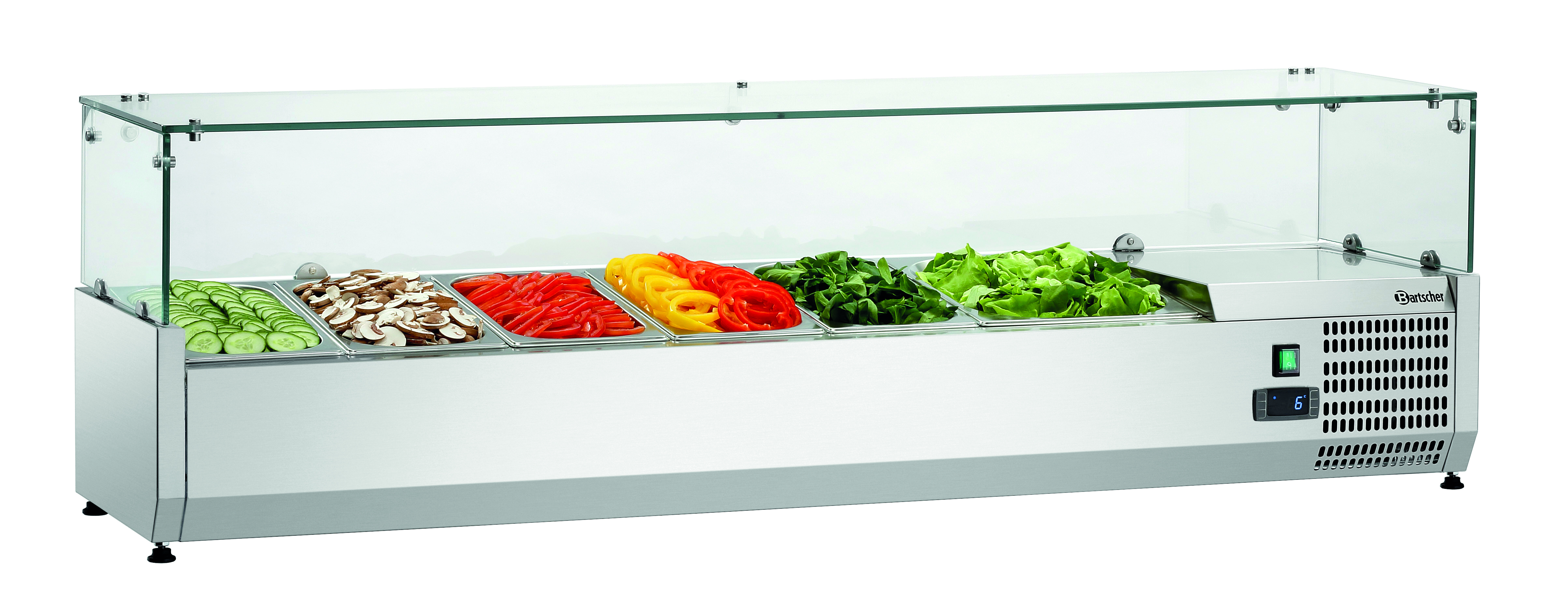 Koelopzetvitrine GL3 5x1/3+1x1/2GN Koelopzetvitrine GL3 5x1/3+1x1/2GN