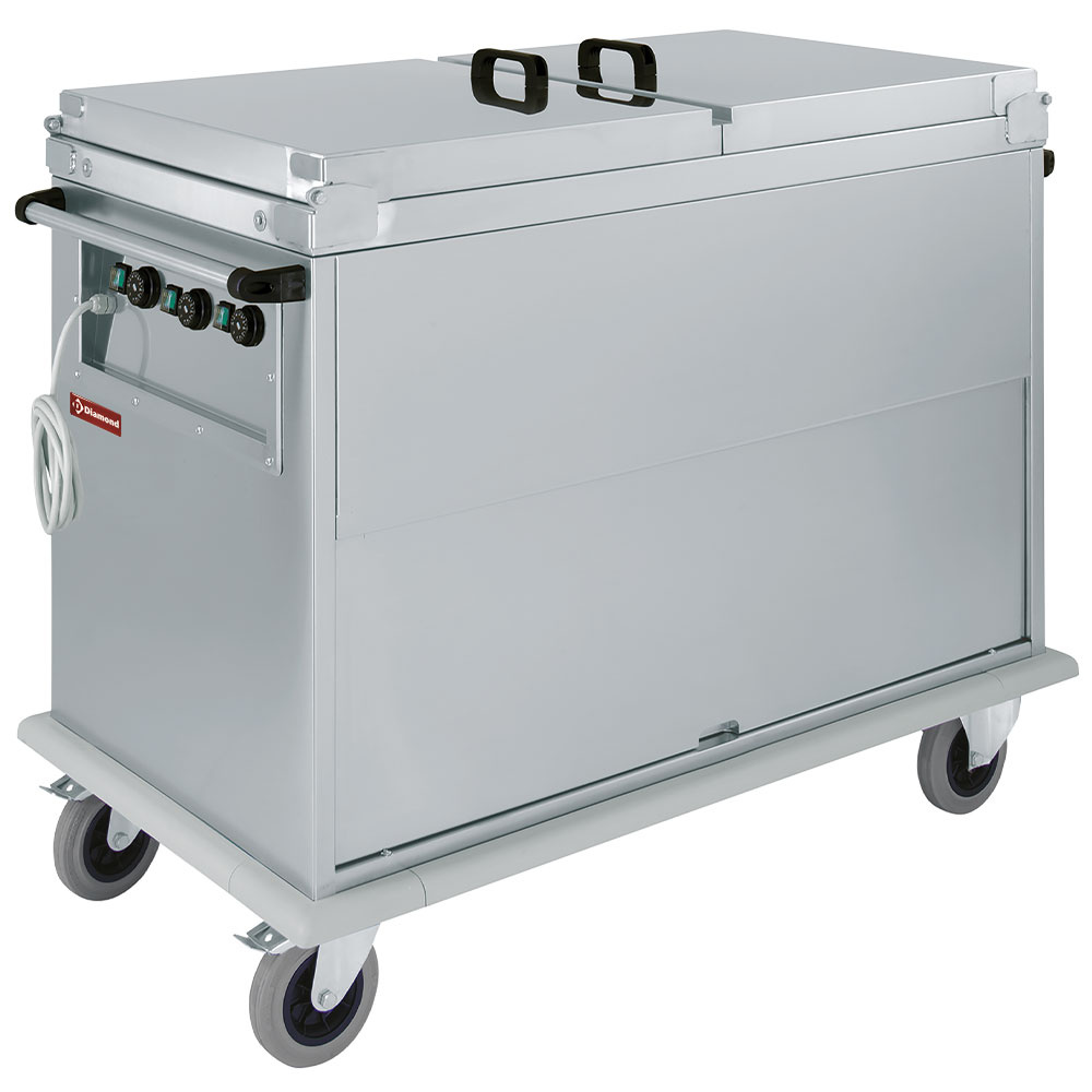 Bain-marie-wagen 3x GN 1/1, 3 T°c, deksels, kast met draaideur Bain-marie-wagen 3x GN 1/1, 3 T°c, deksels, kast met draaideur