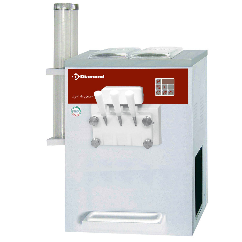 Soft ice-cream machine, 2 smaken + 1 mengsel, 13.5 Kg/u, luchtcondensor Soft ice-cream machine, 2 smaken + 1 mengsel, 13.5 Kg/u, luchtcondensor