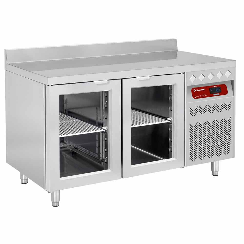 Wand- koeltafel geventileerd, 2 glazen deuren GN 1/1, 260 liter Wand- koeltafel geventileerd, 2 glazen deuren GN 1/1, 260 liter