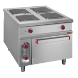 Elektrisch Fornuis Met 4 Vierkante Kookplaten op Elektrische GN 2/1 Oven - Pass-through