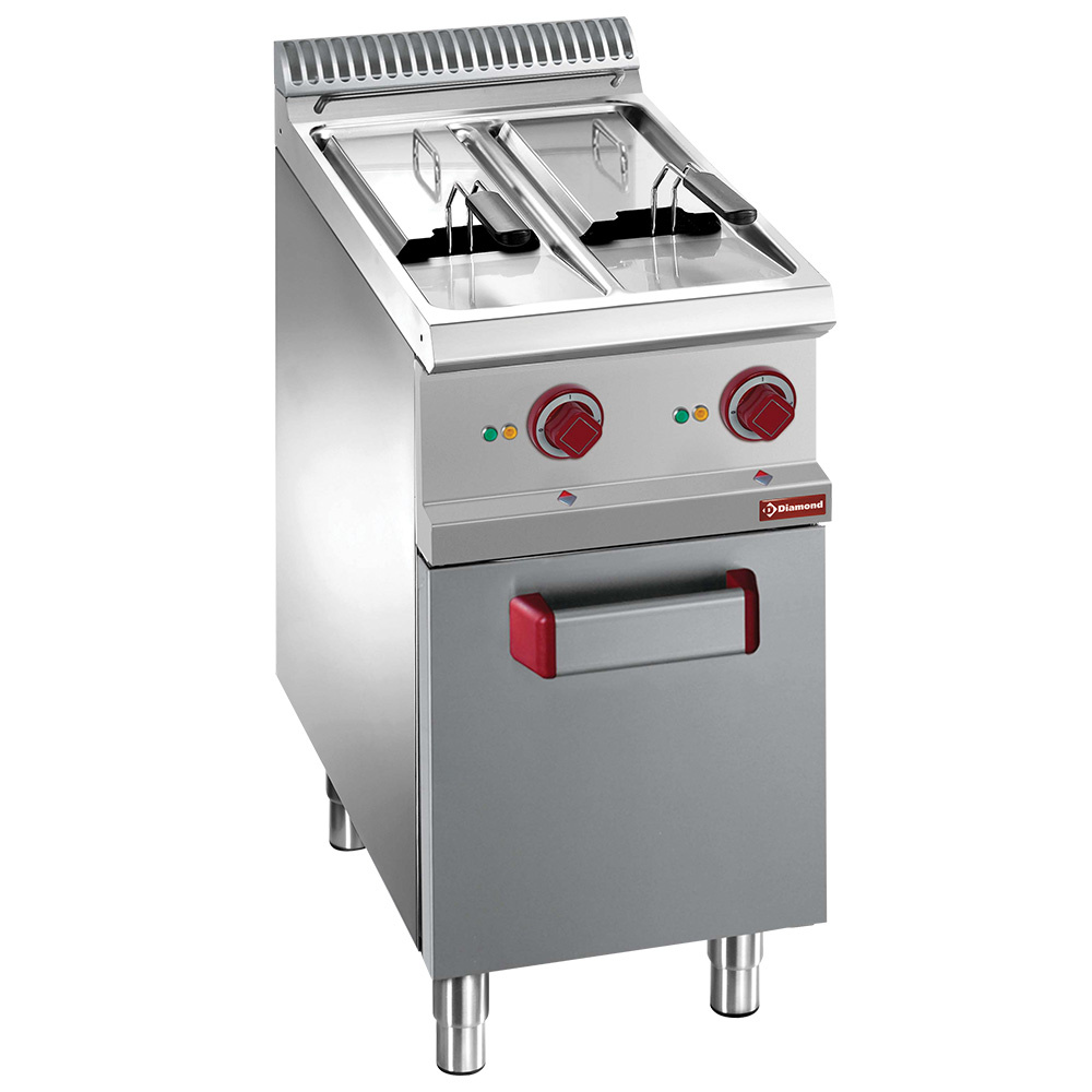 Elektrische friteuse 2 kuipen van 7 liter op kast Elektrische friteuse 2 kuipen van 7 liter op kast