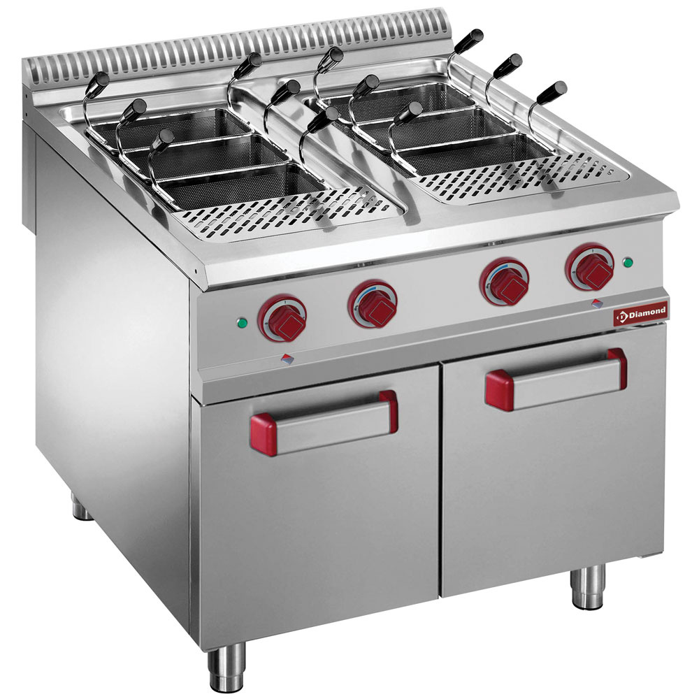 Elektrische pastakoker 2x GN 1/1, 2x 40 liter, op gesloten kast (zonder manden) Elektrische pastakoker 2x GN 1/1, 2x 40 liter, op gesloten kast (zonder manden)