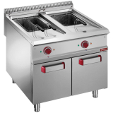 Elektrische Friteuse Met 2 Kuipen 18 Lit. op Gesloten Kast