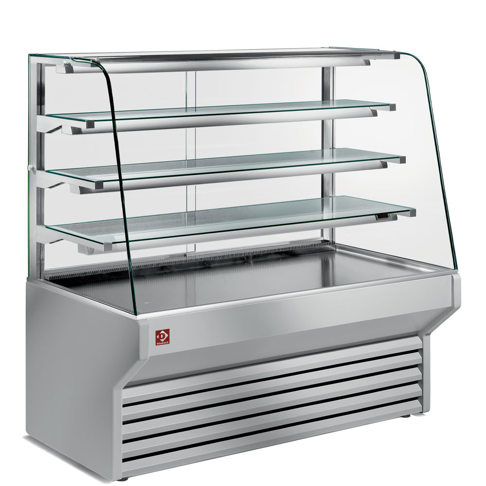 Gekoelde vitrinetoonbank gebogen ruit Gekoelde vitrinetoonbank gebogen ruit