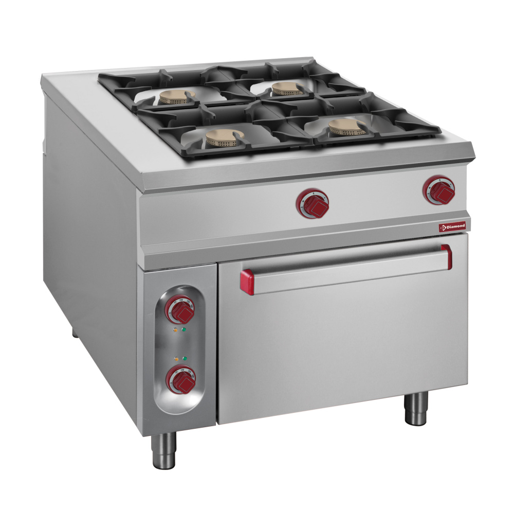 Gasfornuis met 4 branders op elektrische oven GN 2/1 - PASS-THROUGH Gasfornuis met 4 branders op elektrische oven GN 2/1 - PASS-THROUGH