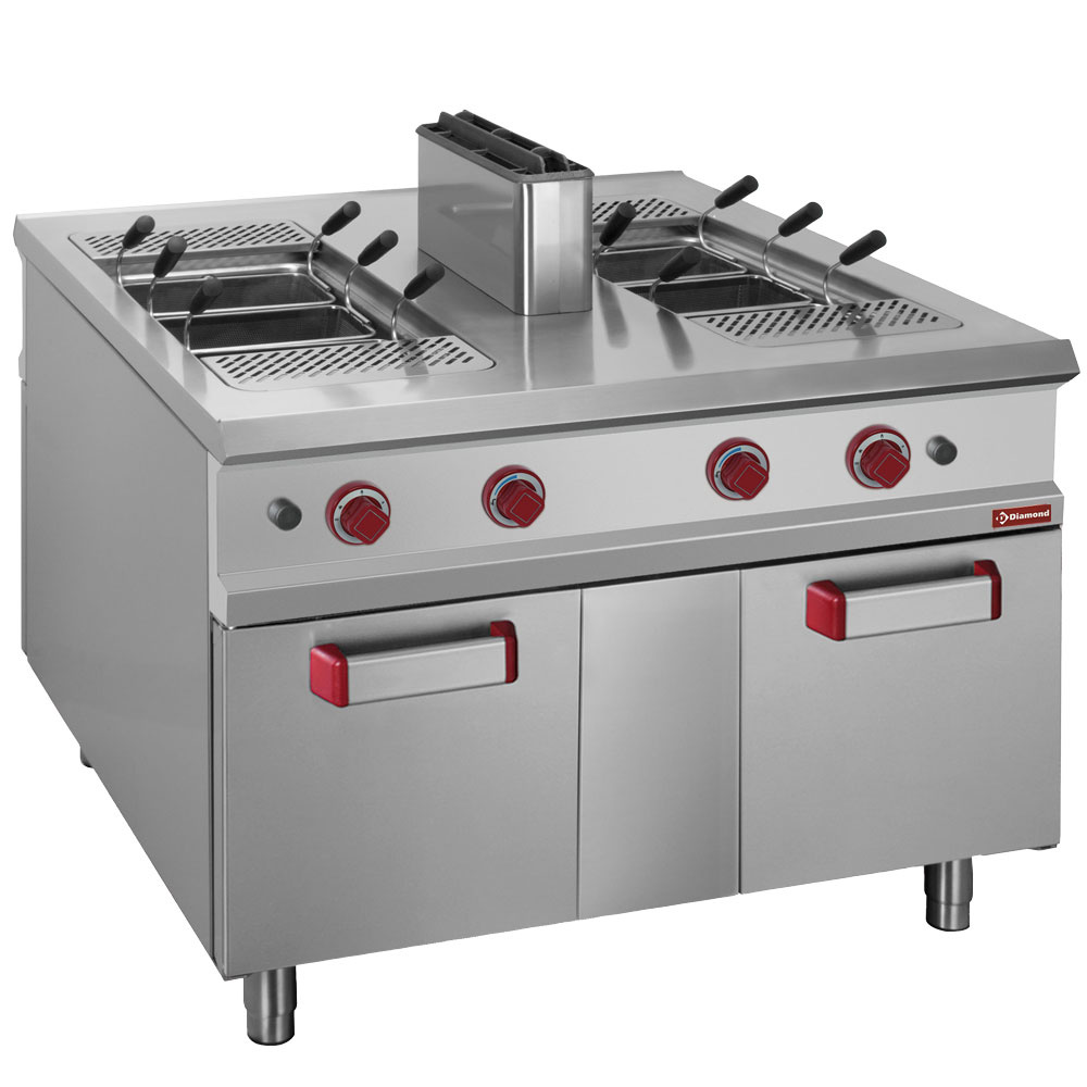 Pastakoker op gas, 2 kuipen, 2x 40 liter, op kast - PASS-THROUGH Pastakoker op gas, 2 kuipen, 2x 40 liter, op kast - PASS-THROUGH