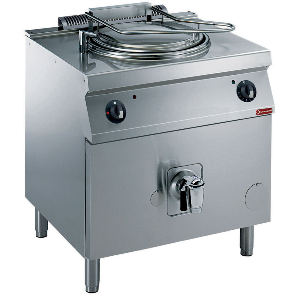 Ronde kookketel op gas, 60 liter, directe verwarming, op onderstel Ronde kookketel op gas, 60 liter, directe verwarming, op onderstel