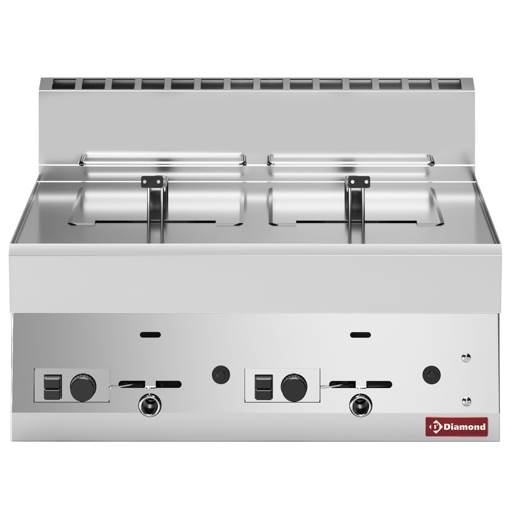 Gasfriteuse met 2 kuipen van 8 liter -Top- Gasfriteuse met 2 kuipen van 8 liter -Top-